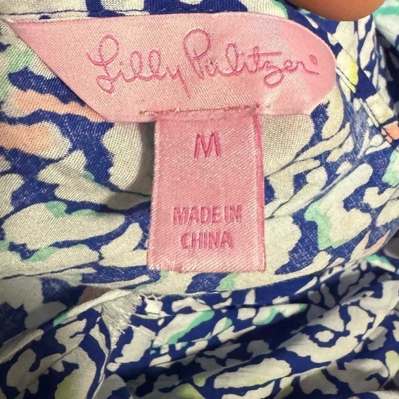 Lilly Pulitzer Tunic Women's Medium Kahli Blue Grotto Move It Or Lose It Coral - Picture 11 of 15